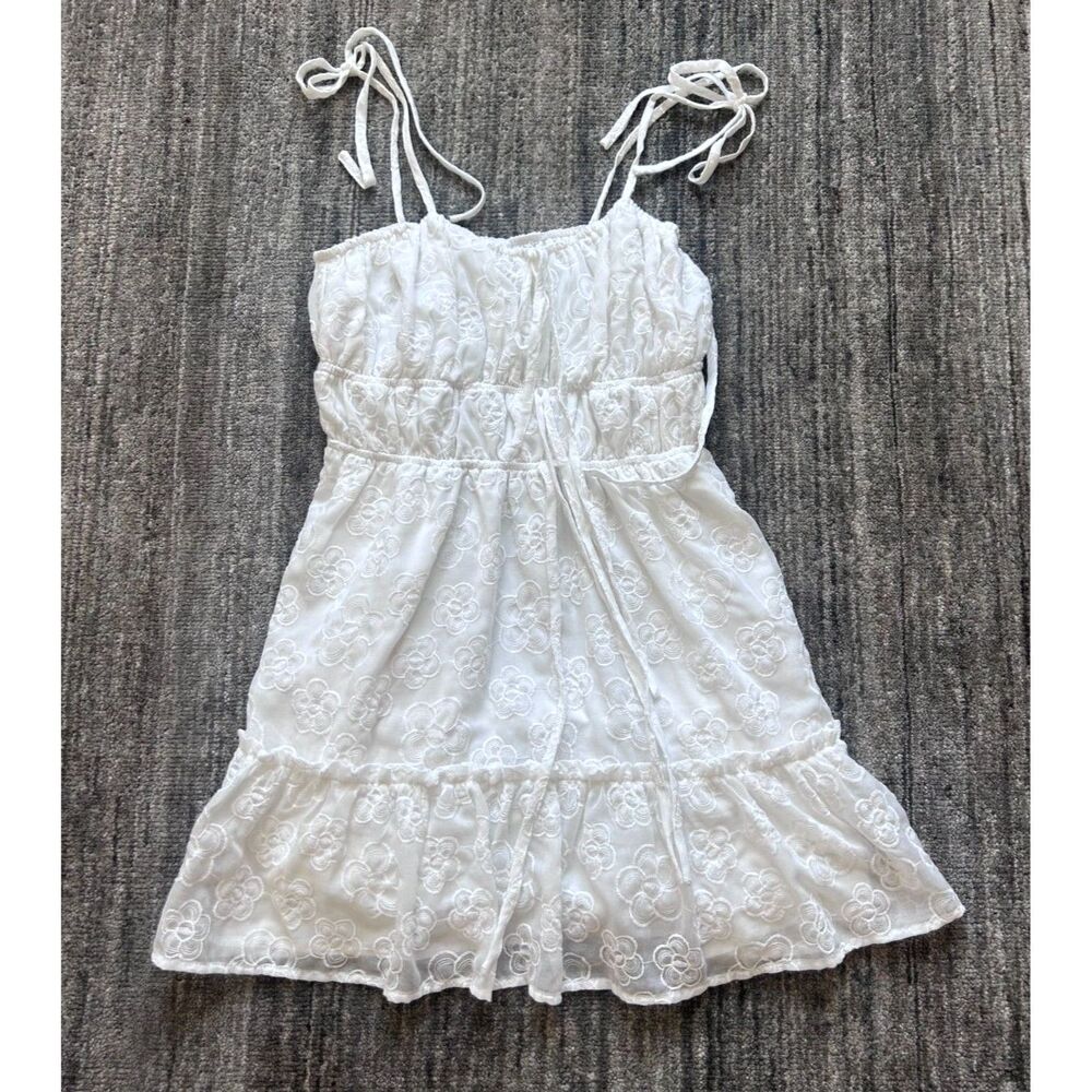 Le Lis White Eyelet Spaghetti Strap Dress S
